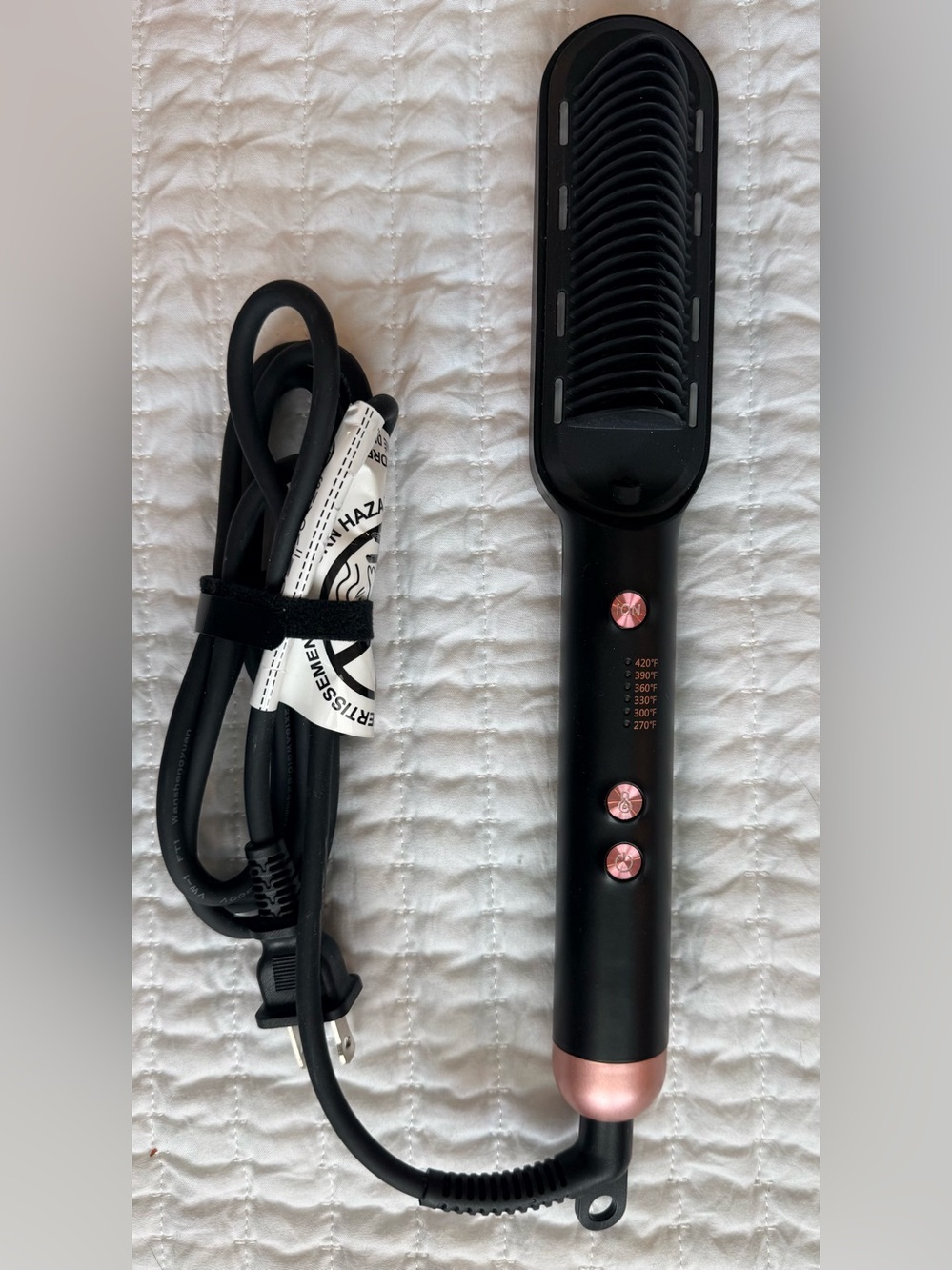 Wavytalk Sleek Sweep Ionic Hair Straightener Brush Rose Gold Black EUC